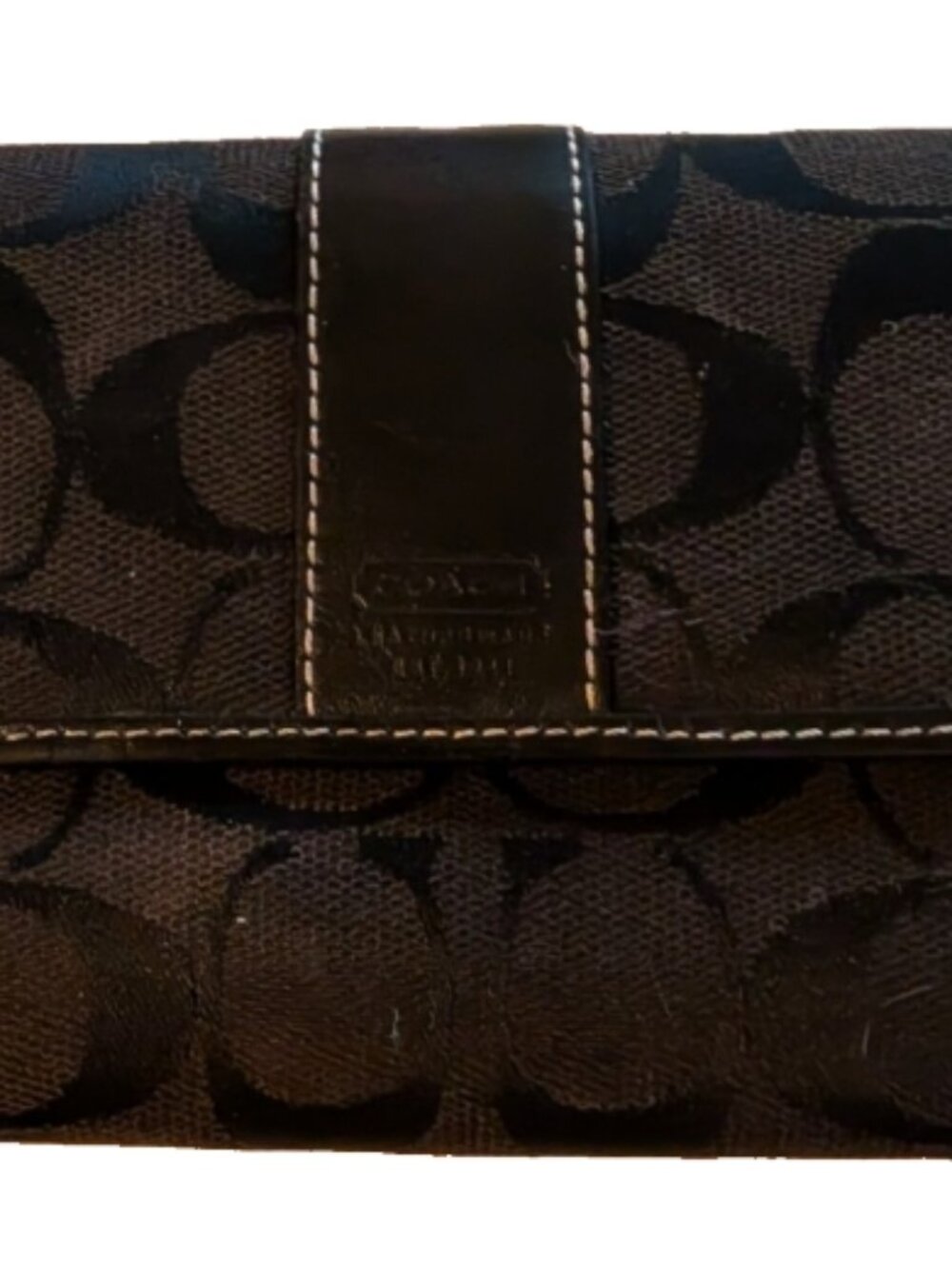 Coach Tru Fold Black “C” Waller Snap Closure 5.25x4”
